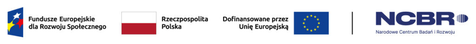 Logo Funduszy Europejskich dla Rozwoju Społecznego, Flaga RP, Informacja o dofinansowaniu przez Unię Europejską oraz flaga UA, logo NCBR